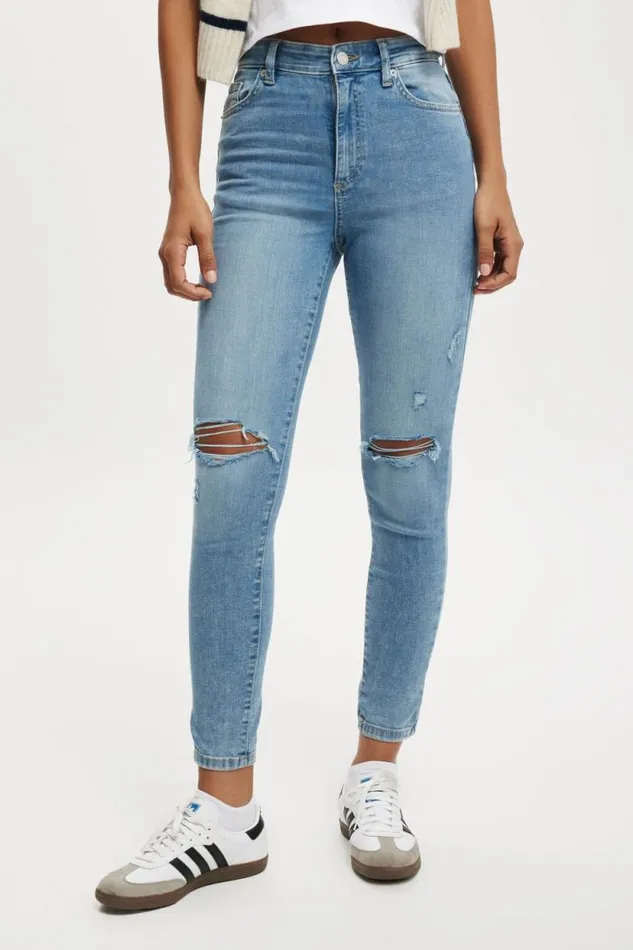 High Rise Skinny Jean Bells Blue Rip Women Cotton On Pants High Rise Skinny Jean Bells Blue Rip Women Cotton On Pants