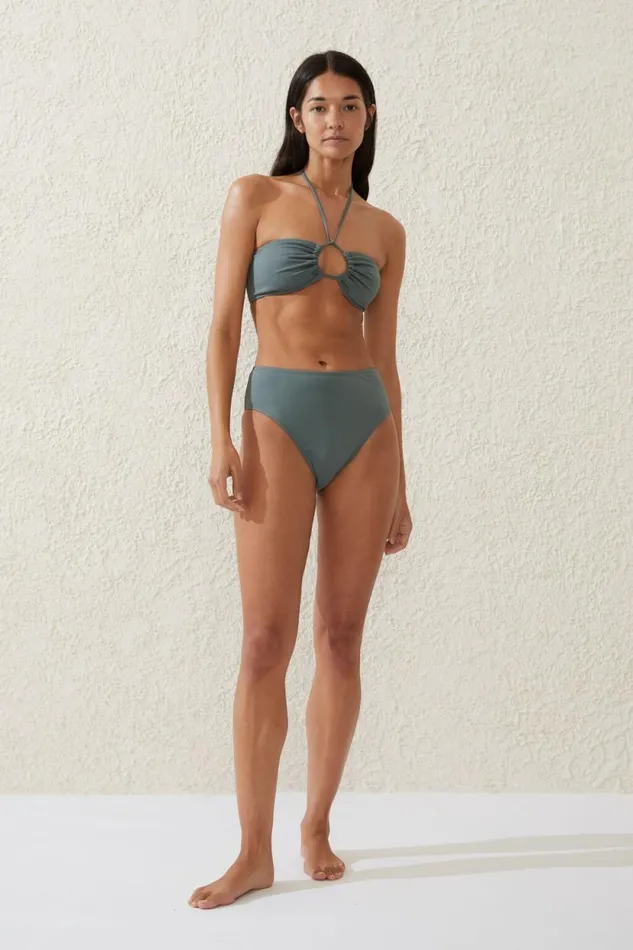 Highwaisted Cheeky Bikini Bottom Dusty Khaki Women Cotton On Bikinis