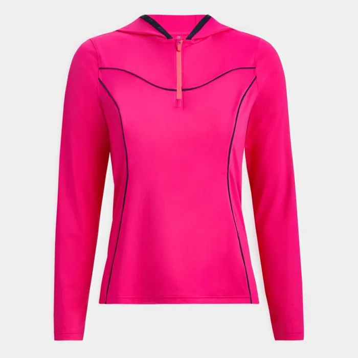 Hoodies and Tees Women GFORE CONTOURING INTERLOCK HOODED MID LAYER Neon Rose