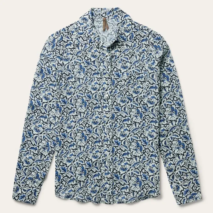 Indigo Tapestry Print Shirt Blue Women Stetson Western Shirts