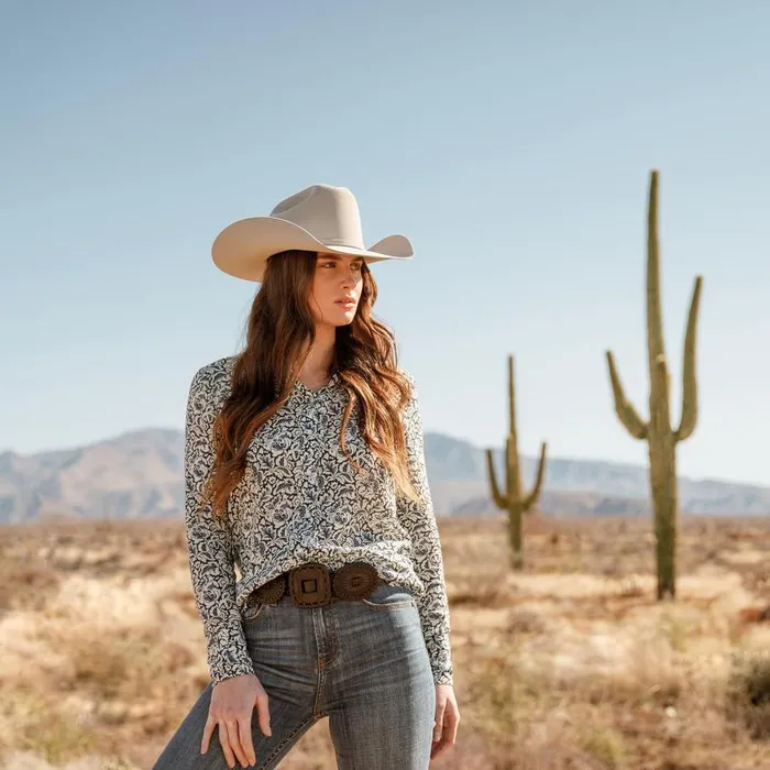 Indigo Tapestry Print Shirt Blue Women Stetson Western Shirts