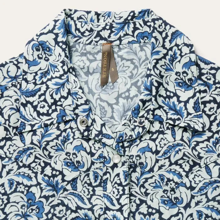Indigo Tapestry Print Shirt Blue Women Stetson Western Shirts