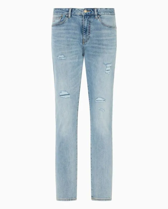 J14 Skinny Fit Jeans In Stone Washed Cotton Denim Blue Men Armani Denim