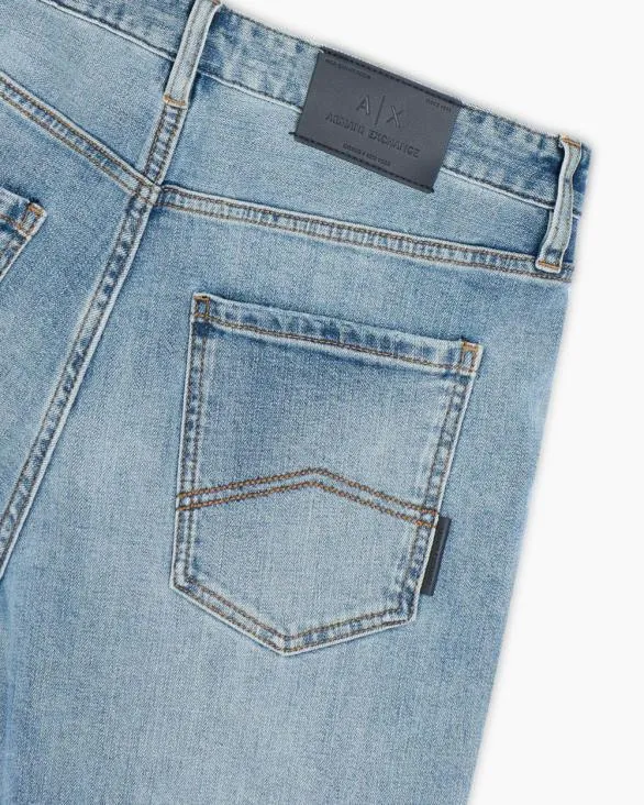 J14 Skinny Fit Jeans In Stone Washed Cotton Denim Blue Men Armani Denim J14 Skinny Fit Jeans In Stone Washed Cotton Denim Blue Men Armani Denim