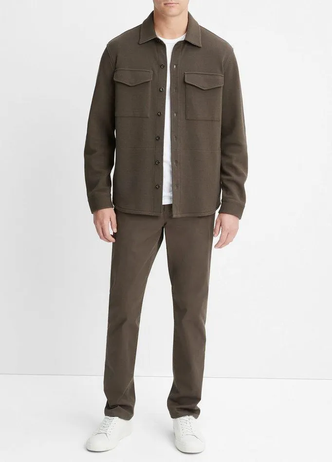 Jackets and Outerwear Men Vince DoubleKnit CottonBlend Piqu Shirt Jacket Frogheather Grey Jackets and Outerwear Men Vince DoubleKnit CottonBlend Piqu Shirt Jacket Frogheather Grey