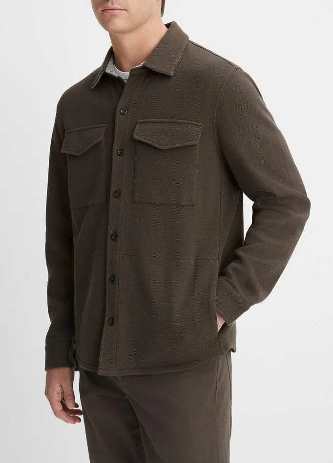 Jackets and Outerwear Men Vince DoubleKnit CottonBlend Piqu Shirt Jacket Frogheather Grey Jackets and Outerwear Men Vince DoubleKnit CottonBlend Piqu Shirt Jacket Frogheather Grey