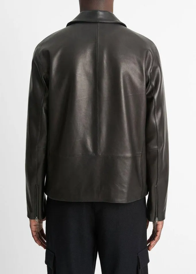 Jackets and Outerwear Men Vince Leather ZipUp Jacket Black Jackets and Outerwear Men Vince Leather ZipUp Jacket Black