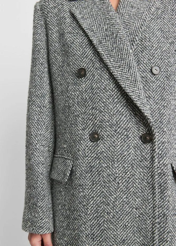 Jackets and Outerwear Women Vince Italian Herringbone WoolBlend DoubleBreasted Coat Charcoal Jackets and Outerwear Women Vince Italian Herringbone WoolBlend DoubleBreasted Coat Charcoal