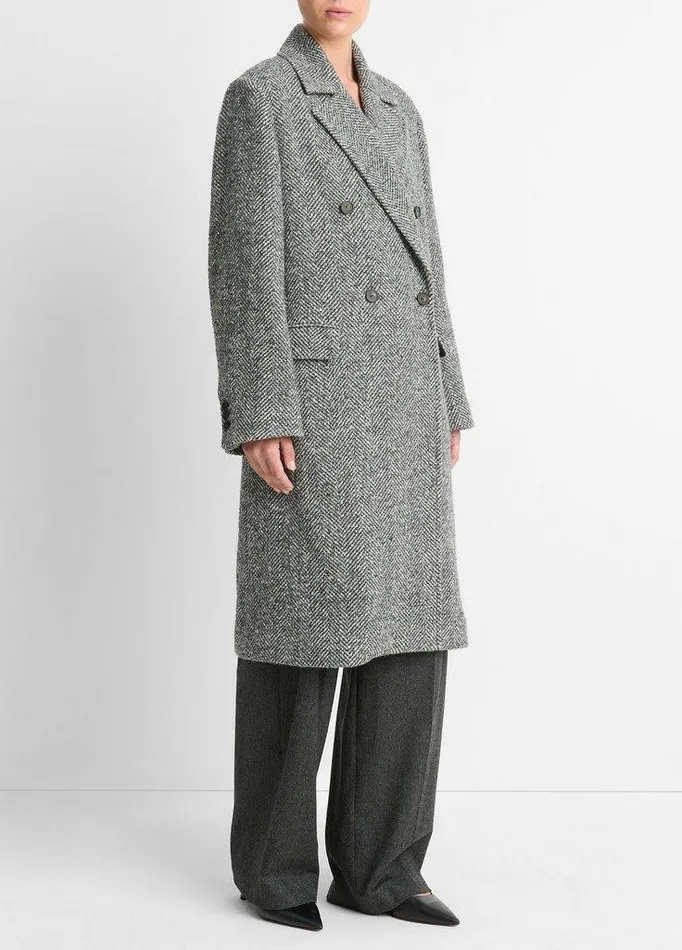 Jackets and Outerwear Women Vince Italian Herringbone WoolBlend DoubleBreasted Coat Charcoal Jackets and Outerwear Women Vince Italian Herringbone WoolBlend DoubleBreasted Coat Charcoal