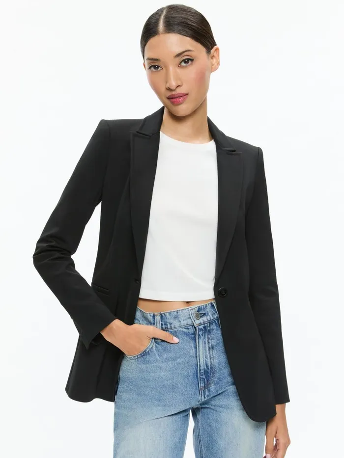 Jackets Coats Women Alice Olivia BREANN LONG FITTED BLAZER Black