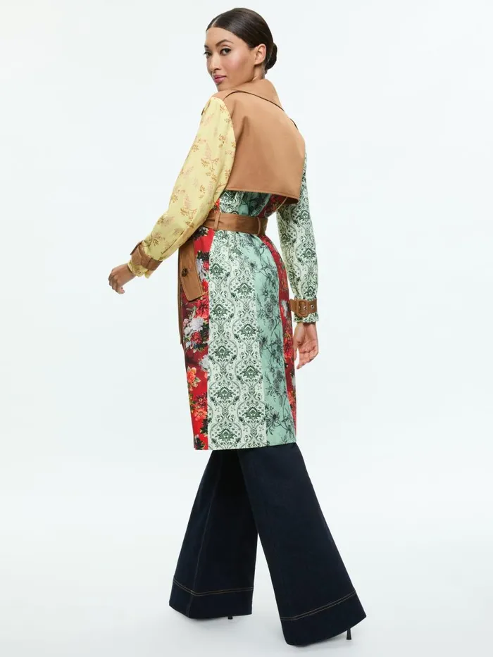 Jackets Coats Women Alice Olivia KEITH MIDI TRENCH WITH LACE DETAIL Tanmulti