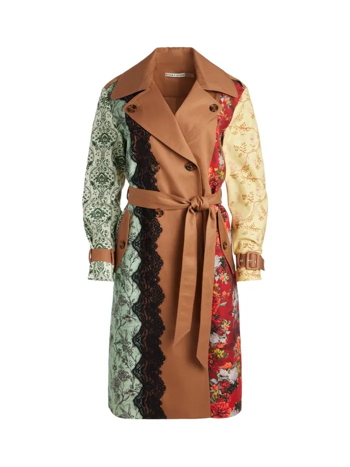 Jackets Coats Women Alice Olivia KEITH MIDI TRENCH WITH LACE DETAIL Tanmulti