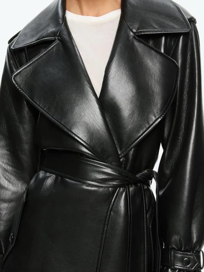 Jackets Coats Women Alice Olivia NEVADA VEGAN LEATHER TRENCH COAT Black