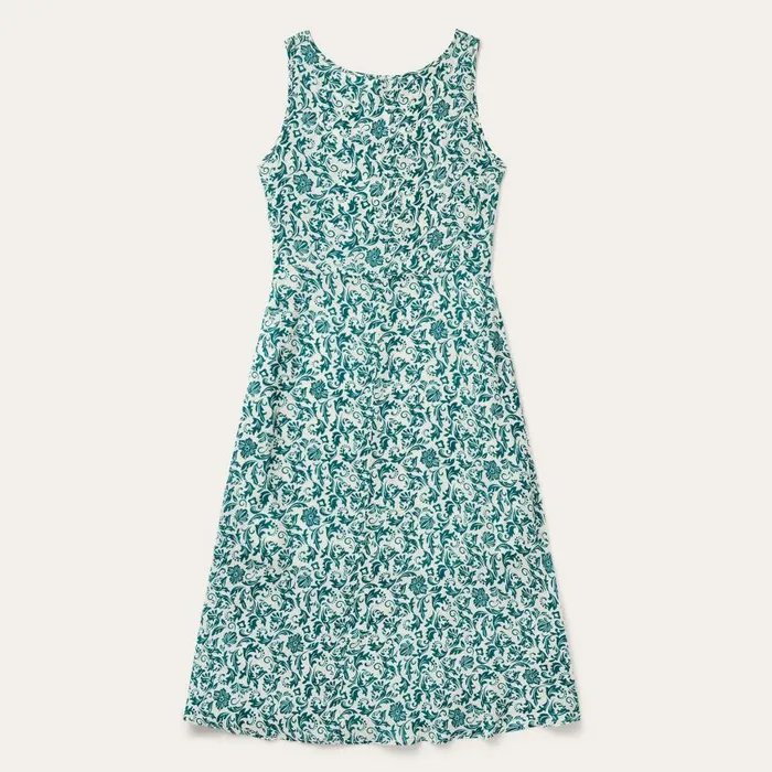 Jade Floral Print Rayon Sleeveless Dress Green Women Stetson Midi