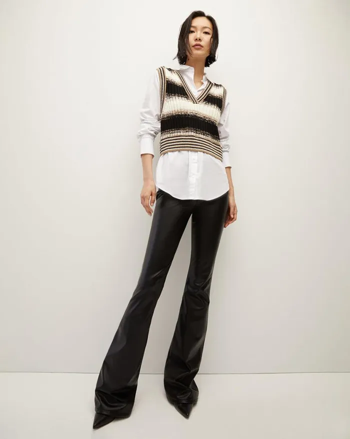 Jeans Shop Veronica Beard Beverly Vegan Leather SkinnyFlare Pant Black