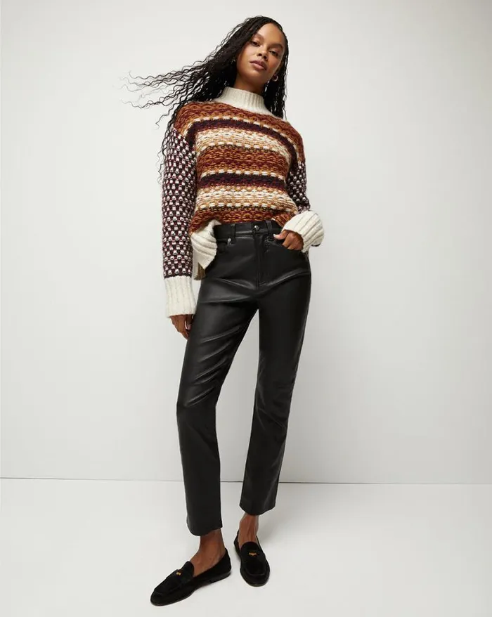 Jeans Shop Veronica Beard Carly KickFlare Leather Pant Black