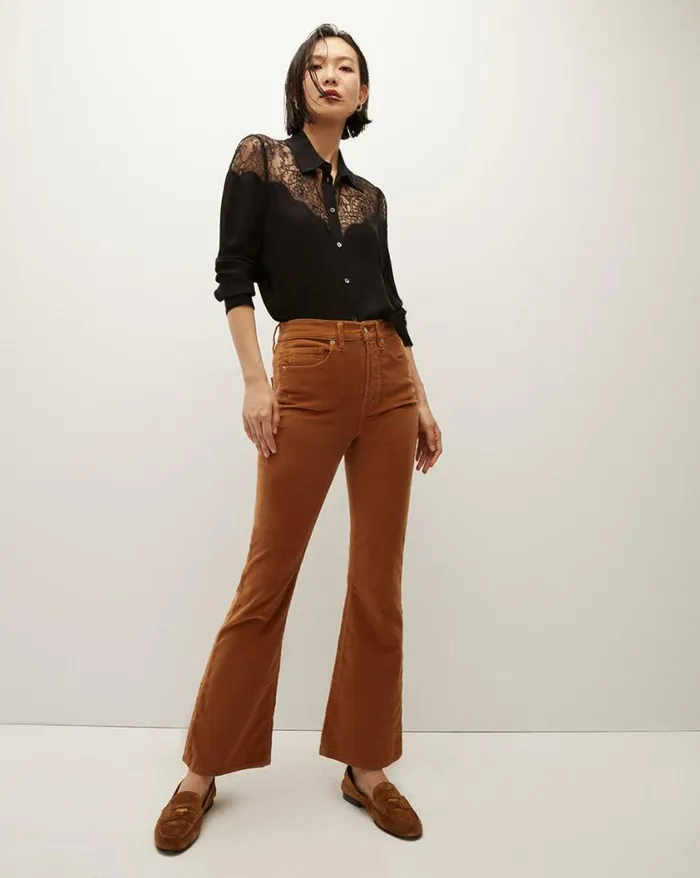 Jeans Shop Veronica Beard Carson Corduroy KickFlare Pant Camel
