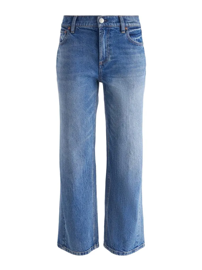 Jeans Women Alice Olivia ERNIE CROPPED LOW RISE BUCKLE BACK BAGGY JEAN Brooklyn Blue