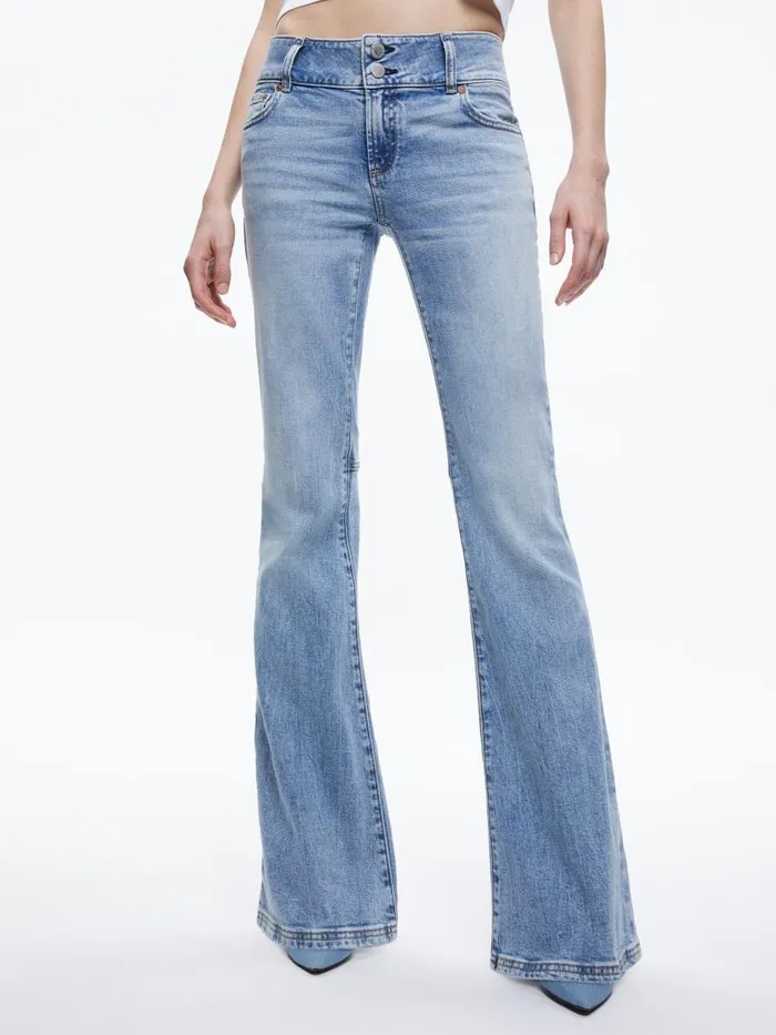 Jeans Women Alice Olivia STACEY LOW RISE BELL BOTTOM JEAN Bay Blue