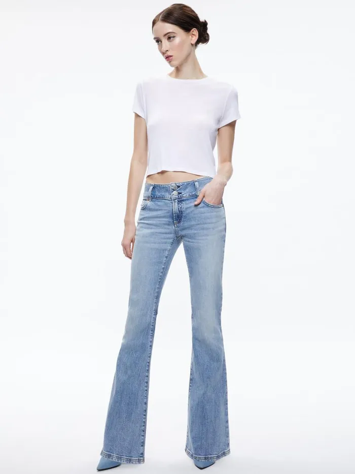 Jeans Women Alice Olivia STACEY LOW RISE BELL BOTTOM JEAN Bay Blue