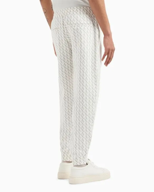 Jogger Pants In Fabric With Allover Logo Pattern White Men Armani Matching Sets Jogger Pants In Fabric With Allover Logo Pattern White Men Armani Matching Sets