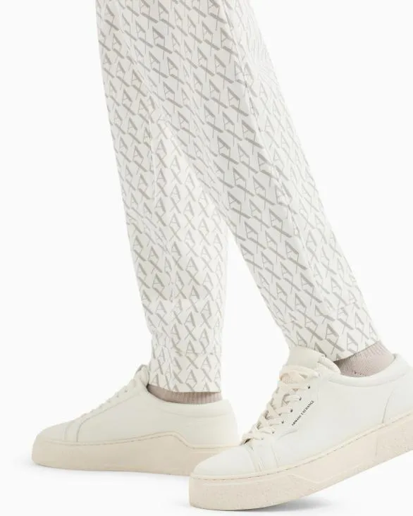 Jogger Pants In Fabric With Allover Logo Pattern White Men Armani Matching Sets Jogger Pants In Fabric With Allover Logo Pattern White Men Armani Matching Sets