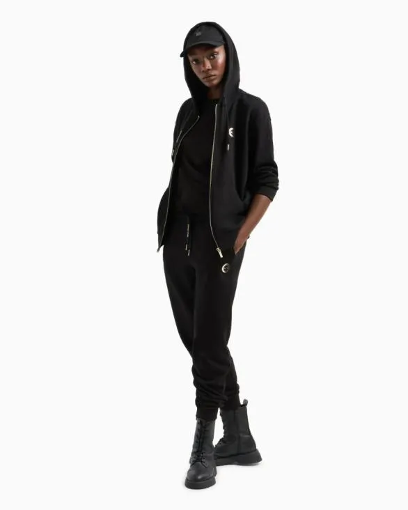 Jogger Pants With Metal Logo Black Women Armani Matching Sets Jogger Pants With Metal Logo Black Women Armani Matching Sets
