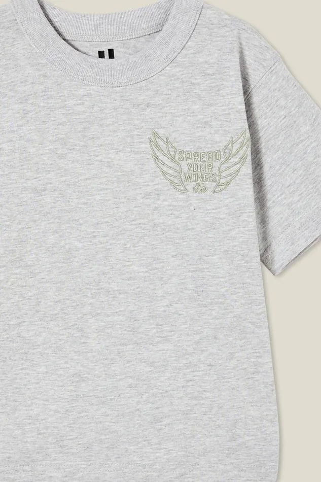 Jonny Short Sleeve Print Tee Fog Grey Marletop Of The World Awaits Boys Cotton On Tops and TShirts Jonny Short Sleeve Print Tee Fog Grey Marletop Of The World Awaits Boys Cotton On Tops and TShirts