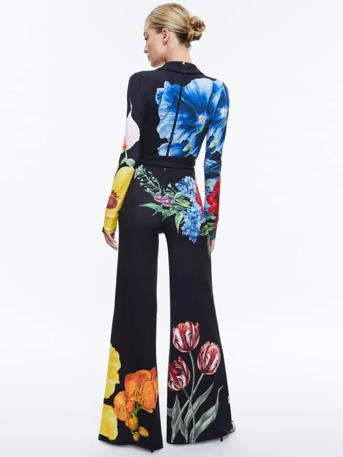 Jumpsuits Rompers Women Alice Olivia MELINDA WIDE LEG WRAP JUMPSUIT Le Parisien Black
