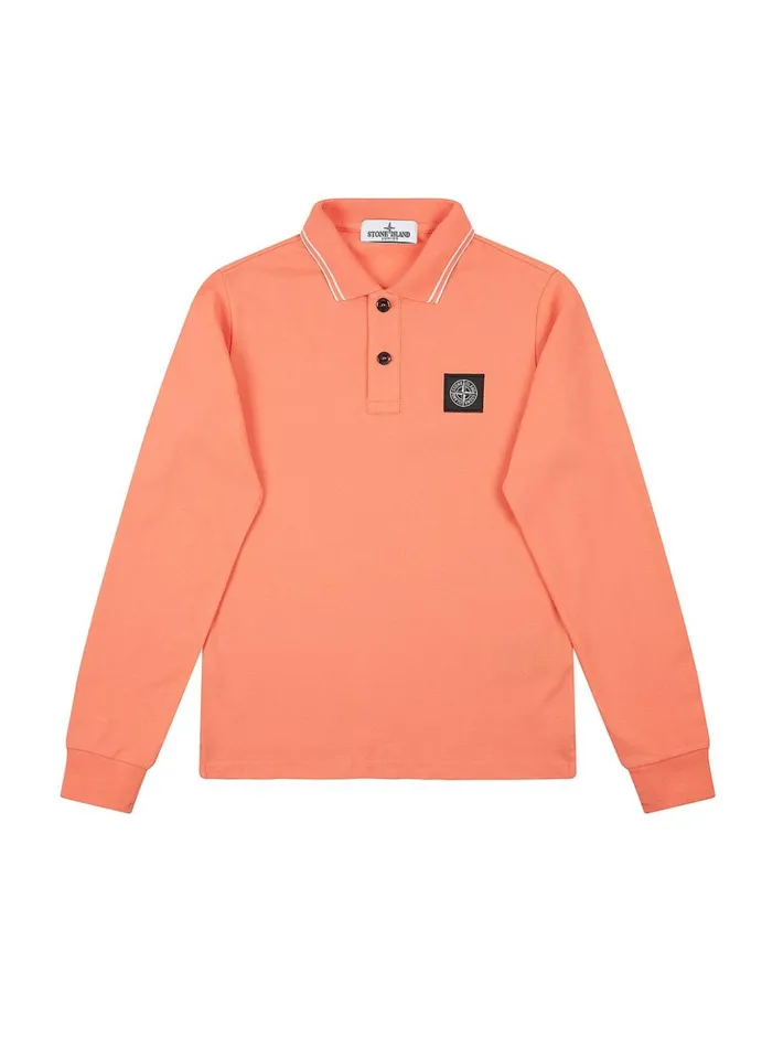 Junior 20748 Long Sleeve Polo Shirt In Lobster Stone Island Polo Shirts