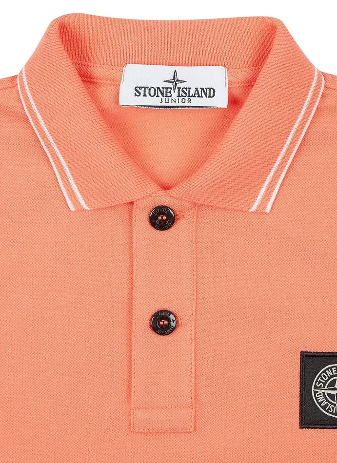 Junior 20748 Long Sleeve Polo Shirt In Lobster Stone Island Polo Shirts