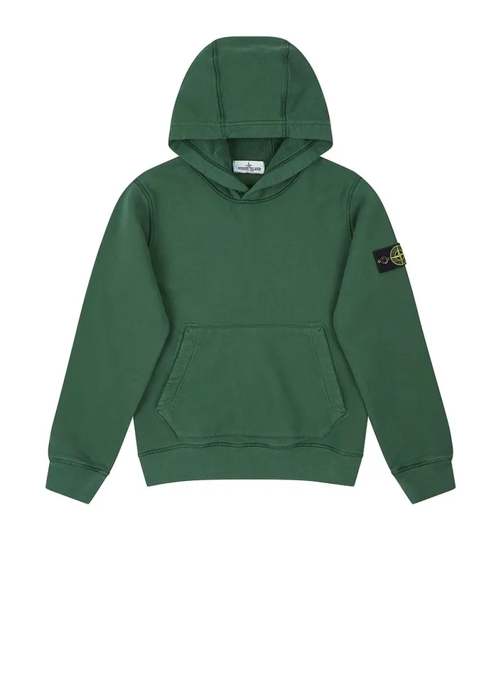 Junior 61640 Hooded Sweatshirt In Bottle Green Stone Island Sweatshirts