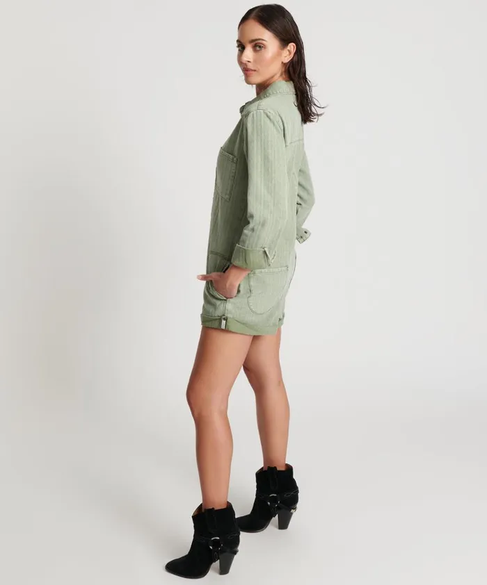 KHAKI LOGO JACQUARD PROPHECY JUMPSUIT Women One Teaspoon Denim Jumpsuits KHAKI LOGO JACQUARD PROPHECY JUMPSUIT Women One Teaspoon Denim Jumpsuits