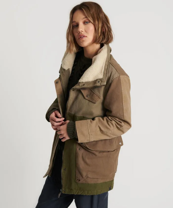 KHAKI PATCHWORKED DEFENDER COAT Women One Teaspoon Jackets KHAKI PATCHWORKED DEFENDER COAT Women One Teaspoon Jackets
