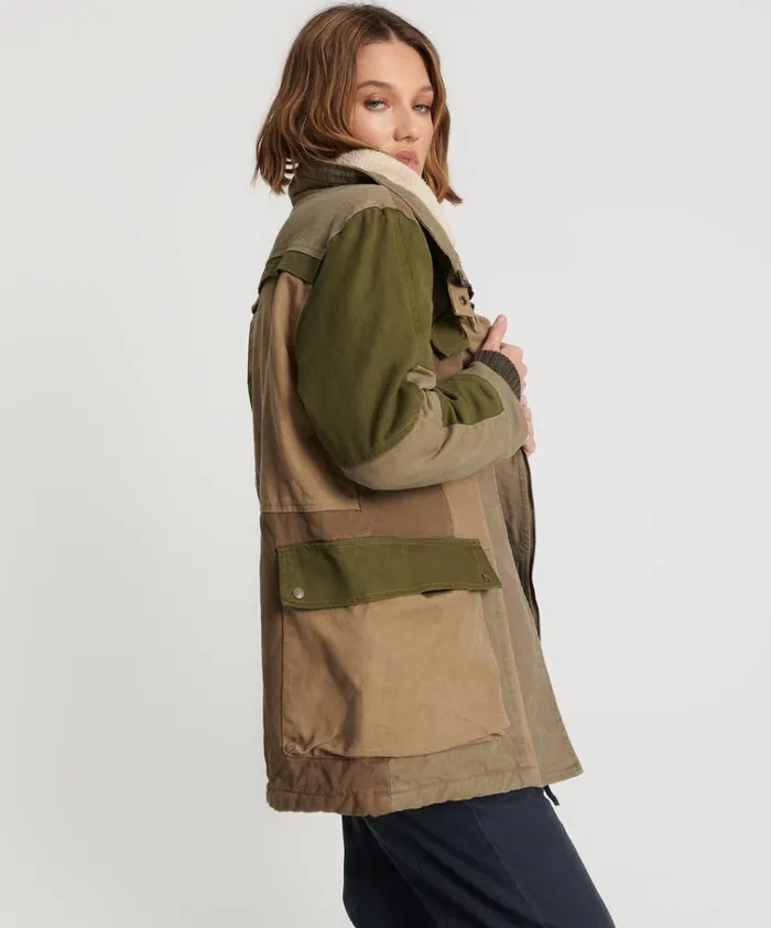 KHAKI PATCHWORKED DEFENDER COAT Women One Teaspoon Jackets KHAKI PATCHWORKED DEFENDER COAT Women One Teaspoon Jackets