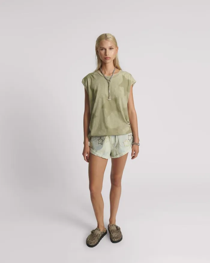 KHAKI STAR DUST OVERSIZED TANK Women One Teaspoon Tees and Tanks KHAKI STAR DUST OVERSIZED TANK Women One Teaspoon Tees and Tanks