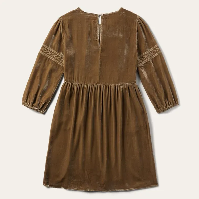 Khaki Velvet Babydoll Dress Copper Women Stetson Mini