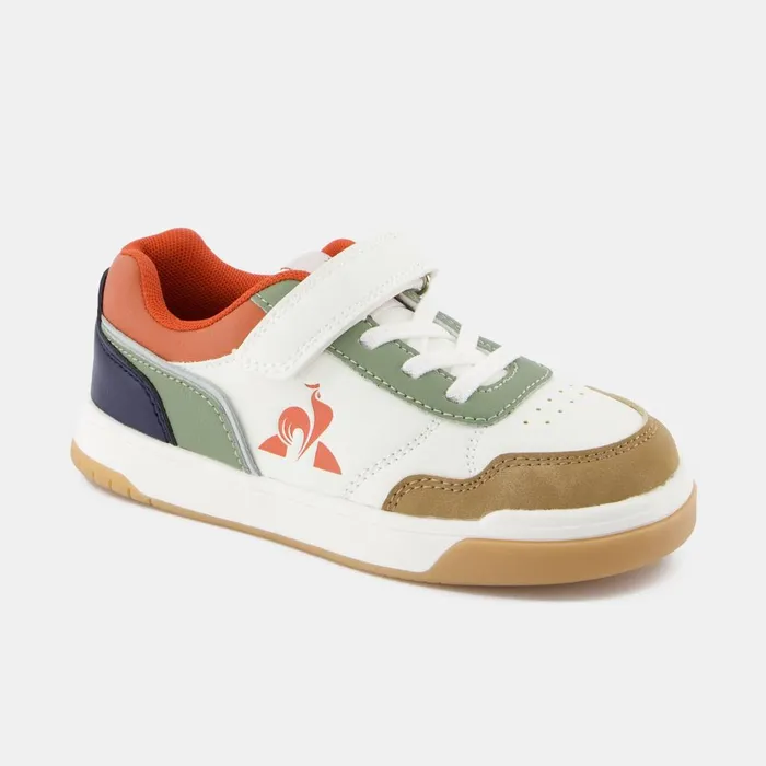 Kid Kids Le Coq Sportif CHAUSSURES ENFANT Shoes LCS COURT BREAKER PS Kids Optical Whiteorange