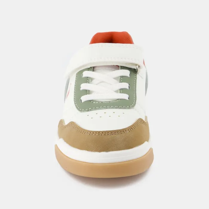 Kid Kids Le Coq Sportif CHAUSSURES ENFANT Shoes LCS COURT BREAKER PS Kids Optical Whiteorange