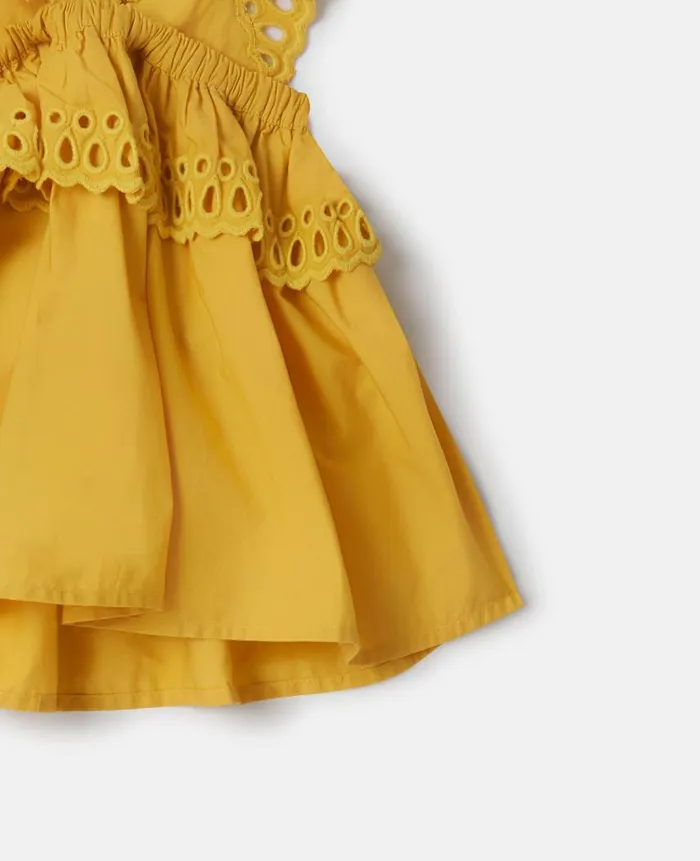 Kids Baby Girls Stella McCartney Broderie Anglaise Pinafore Dress Yellow