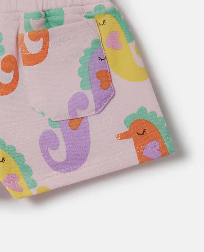 Kids Baby Girls Stella McCartney Seahorse Print Shorts Pink