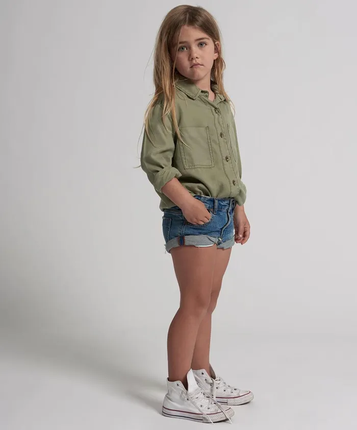 KIDS BANDITS DENIM SHORT BLUE Kids One Teaspoon Kids KIDS BANDITS DENIM SHORT BLUE Kids One Teaspoon Kids