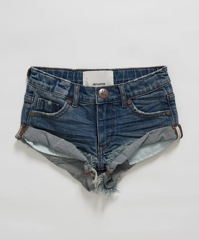 KIDS BANDITS DENIM SHORT BLUE Kids One Teaspoon Kids KIDS BANDITS DENIM SHORT BLUE Kids One Teaspoon Kids