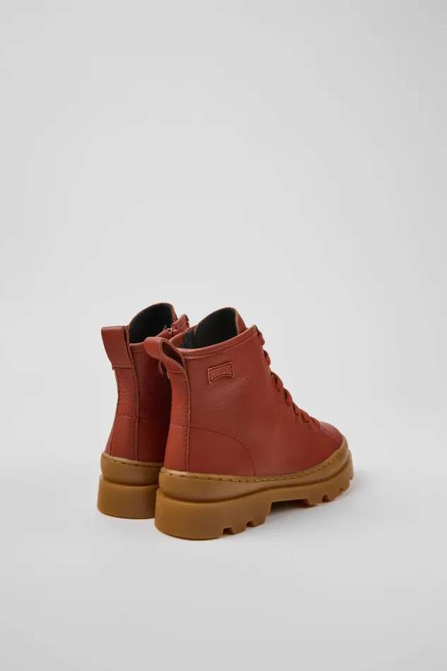 Kids Camper Boots Brutus Red Leather Ankle Boots For Kids