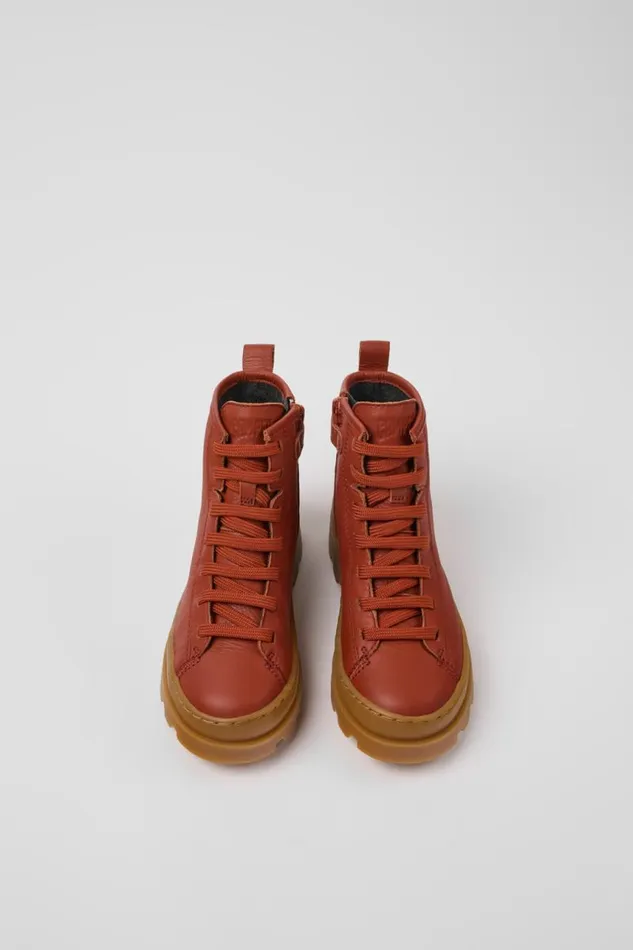 Kids Camper Boots Brutus Red Leather Ankle Boots For Kids