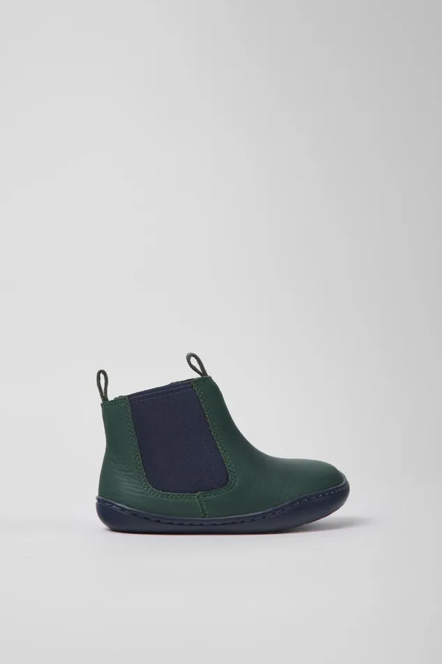 Kids Camper Boots Peu Green And Blue Leather Boots For Kids Kids Camper Boots Peu Green And Blue Leather Boots For Kids