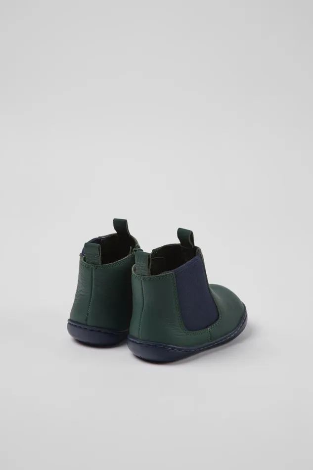 Kids Camper Boots Peu Green And Blue Leather Boots For Kids Kids Camper Boots Peu Green And Blue Leather Boots For Kids