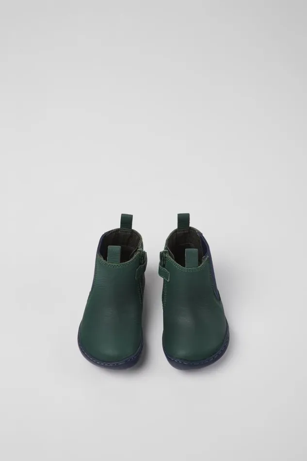 Kids Camper Boots Peu Green And Blue Leather Boots For Kids Kids Camper Boots Peu Green And Blue Leather Boots For Kids