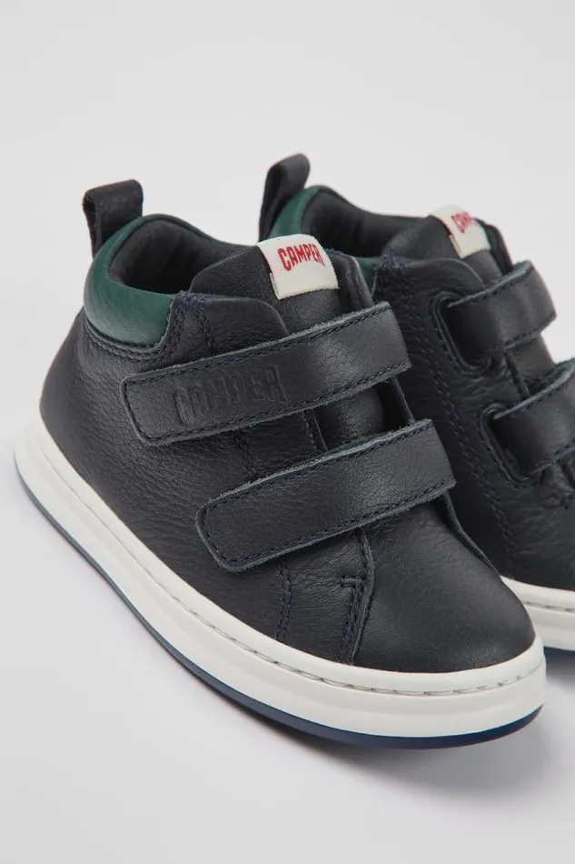 Kids Camper Boots Runner Navy Blue Leather Sneakers For Kids