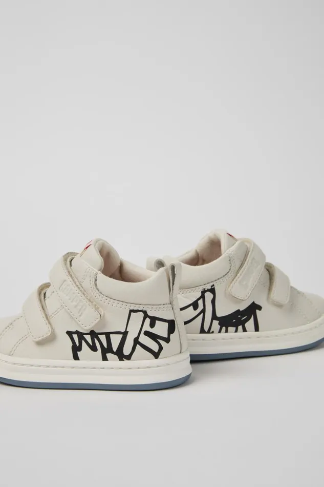 Kids Camper Boots Twins White And Black Leather Sneakers For Kids